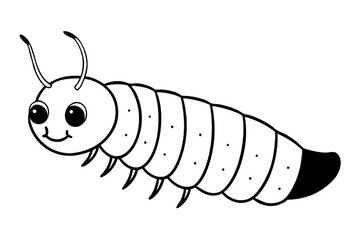 caterpillar insect line art silhouette vector illustration