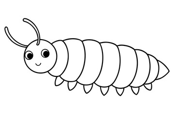 caterpillar insect line art silhouette vector illustration