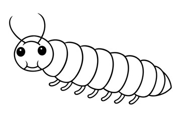 caterpillar insect line art silhouette vector illustration