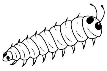 caterpillar insect line art silhouette vector illustration