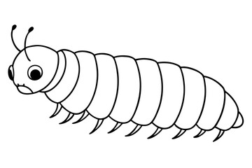 caterpillar insect line art silhouette vector illustration