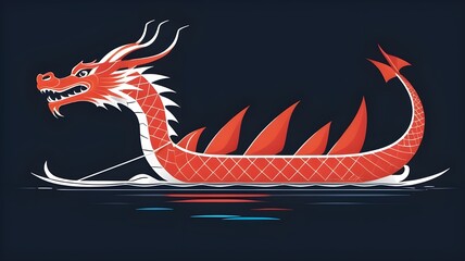 An illusory dragon boat at the Chinese Duanwu Festival