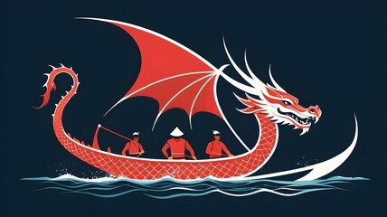 An illusory dragon boat at the Chinese Duanwu Festival