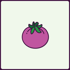 Vibrant Purple Tomato Icon with Leafy Crown for Healthy Lifestyle Designs
