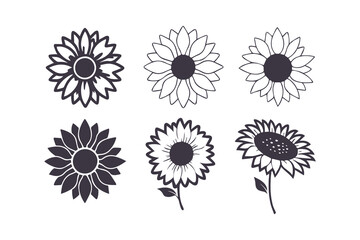 Sunflower logo silhouette vector, black silhouette of a sunflower on an isolated background, sunflower icon vector silhouette, sunflower logo in black silhouette style