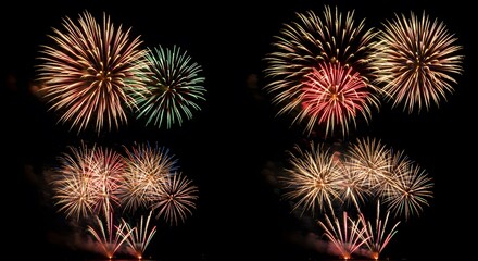 Fireworks Display Colorful Explosions Light Up Night Sky Celebration