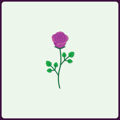 Naklejka premium Charming flat illustration of a single rose with green stem and leaves