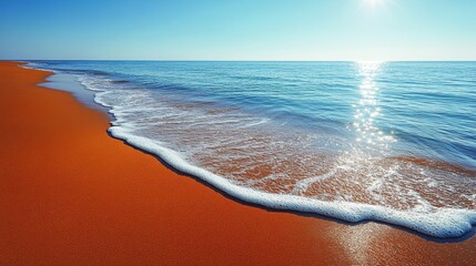 Serene Beach and Sparkling Ocean Waves