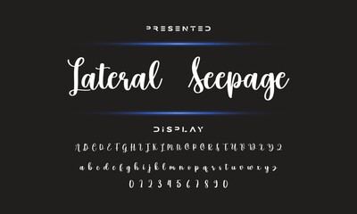 Hand drawn calligraphic vector monoline font. Distress signature letters. Modern script calligraphy type. ABC typography latin signature alphabet.