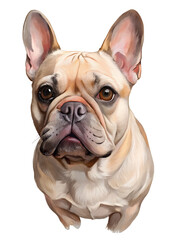 Fototapeta premium Dog Cute French bulldog with wrinkled face and adorable expression sitting calmly on a white background PNG transparent stickers,
