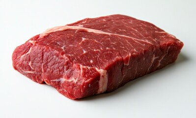 Raw Beef Steak Cut Ready for Cooking on a Plain Surface
