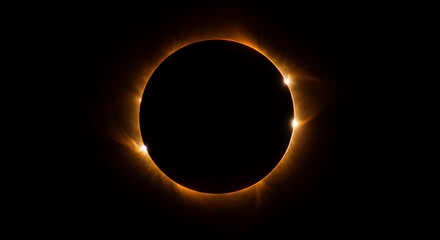 Total solar eclipse with glowing corona in dark sky