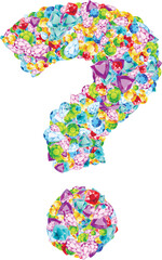 Vector colorful gem stones font, question mark