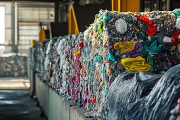 Waste Being Recycled into New Materials at Recycling Plant