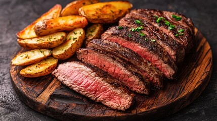 Seared flank steak with a crispy golden crust