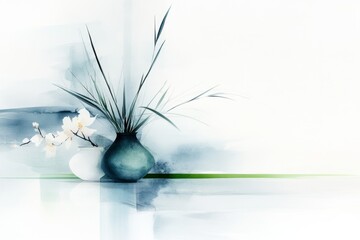 A clean, abstract depiction of a jade vase with a single line of green ink, symbolizing elegance and simplicity