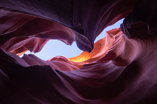 View of antelope canyon with vibrant rock formations and textured sandstone, LeChee, Arizona, United States.