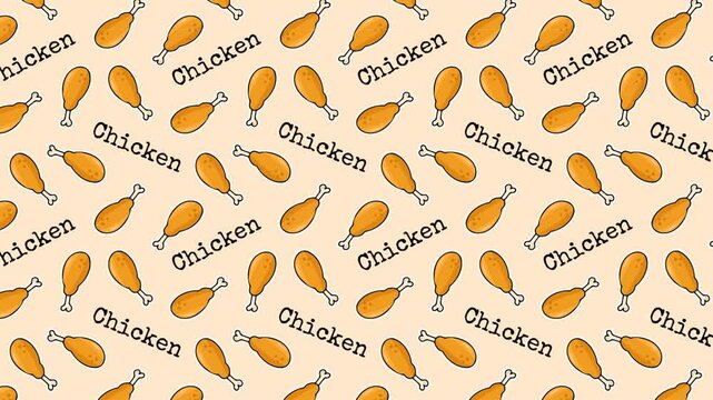 Animation of the pattern with food. Food pattern. Animation for the background. Doodle style of fast food. animation. Fast food videos. meal. Sandwich. burger. pizza. burger. fried chicken.