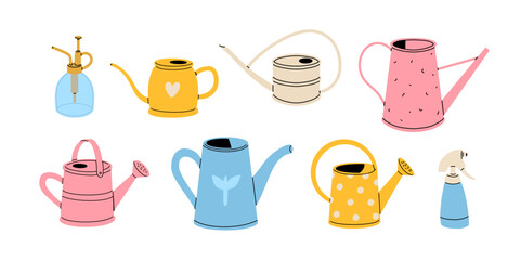 watering can, sprayer, spray gun vector clip art set. © tanyabosyk