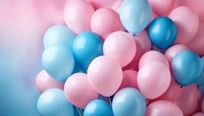  Festive sweet pink and blue balloons background banner celebration theme