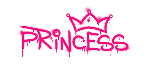 Princess. Urban street graffiti style with splash effects and drops on white background. Vector Illustration