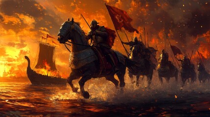 Fototapeta premium Environment Iron Horse View Roman Pounding Warship