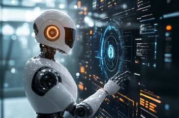 AI robot working on data science and artificial intelligence