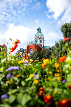 View of Saint Jacob's Church in the centre of Stockholm, Kungstr&auml;dg&aring;rden, Scandinavia, Sweden