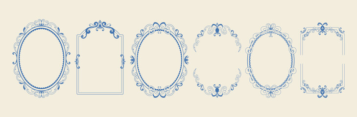 A set of hand-drawn vintage elegant frame. Vector illustration