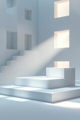 Minimalist architectural design with soft light and clean lines
