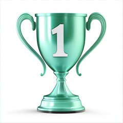 Fototapeta premium Shiny Trophy Cup with Number One for Achievement and Success Symbol