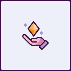 Elegant hand holding diamond concept for financial or wealth management