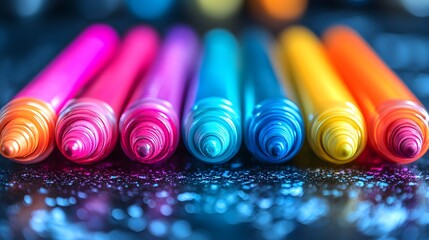 Artful Display of Marker Pens with Highlighters and Blank Space for Design Inspiration