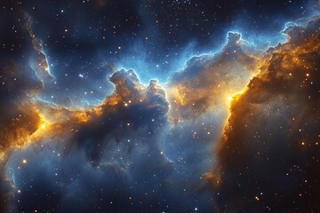 Naklejka premium Stunning cosmic nebula reveals vibrant colors and intricate structures in deep space