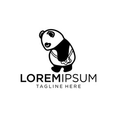 Panda walking while looking down, giving a thoughtful and simple impression, suitable for everyday products or life reflections.