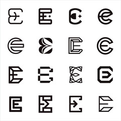 black and white icons set