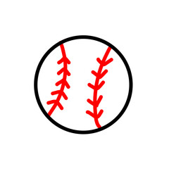 white baseball ball with red stitches
