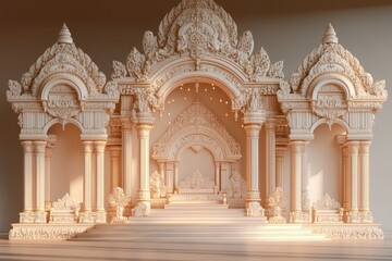 Fototapeta premium Elaborate beige structure with detailed ornamentation and architectural flourishes