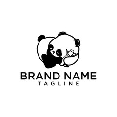 Panda lovingly hugs bamboo, depicting a close relationship with nature, suitable for eco-friendly or conservation brands.