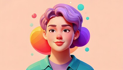 Creative character illustration studio digital art vibrant colors front view whimsical design