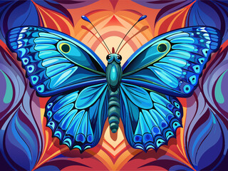 vector of  Stunning close-up portrait of a blue sitting butterfly. Generative AI.