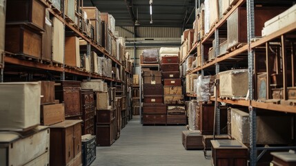 Obraz premium Antique Furniture Storage Warehouse: A Glimpse into History