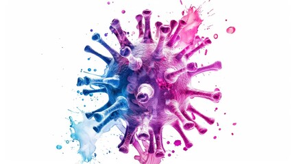 Naklejka premium Abstract Representation of a Virus Showcasing Vivid Colors and Dynamic Forms on a White Background
