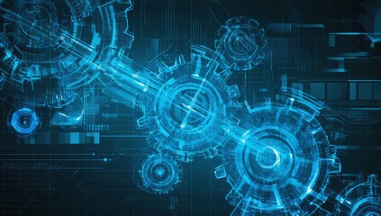 Obraz premium Abstract digital gears, technology, futuristic
