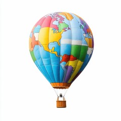 Fototapeta premium World Map Hot Air Balloon