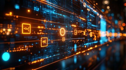 Fototapeta premium Futuristic data stream interface