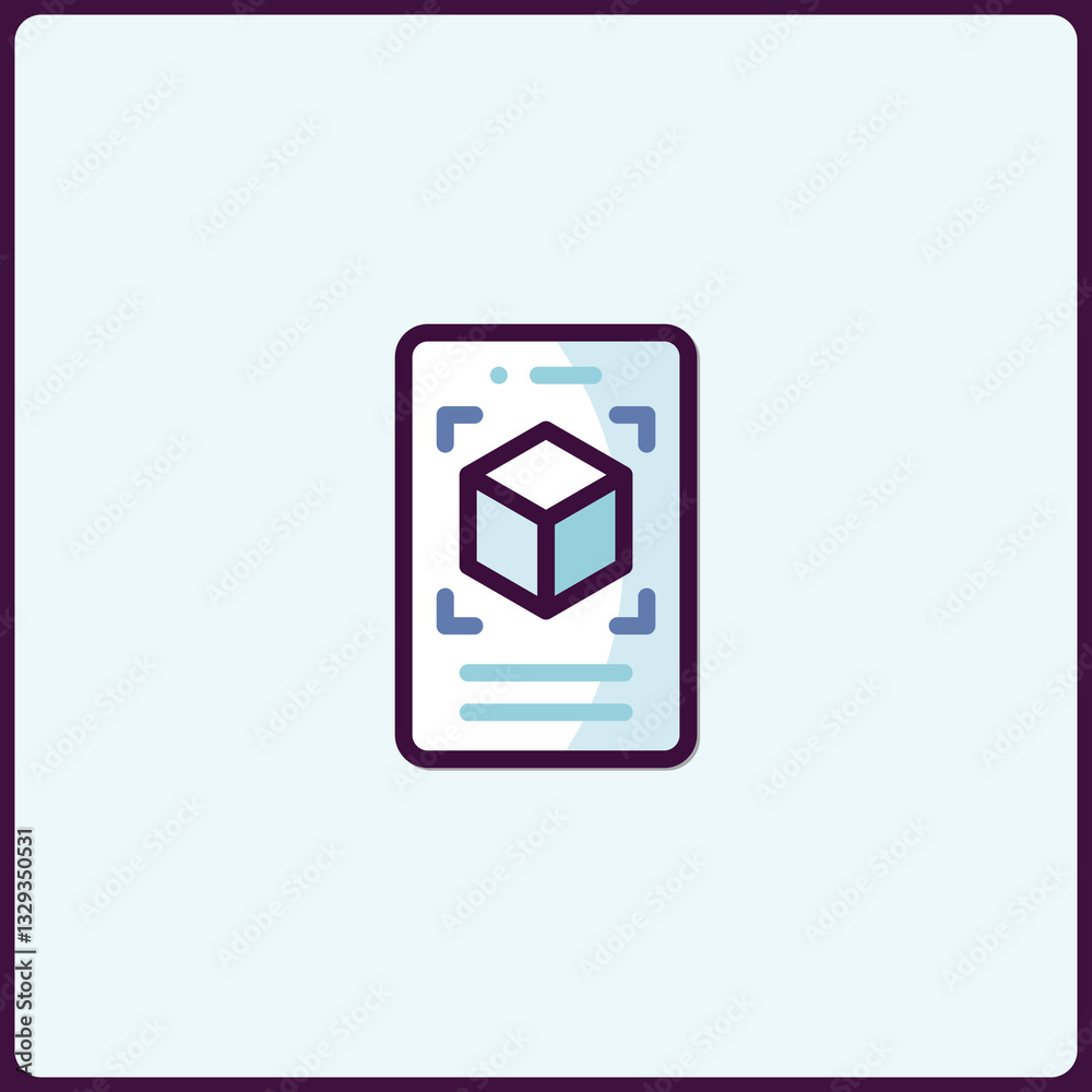 Poster augmented reality application interface showcasing a dimensional object