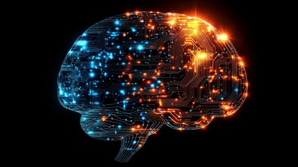 Digital Brain  AI  Circuit Board  Neural Network  Technology Concept