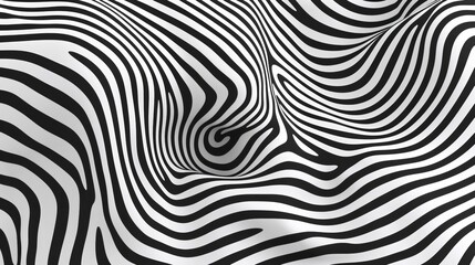 Abstract Black and White Striped Wave Pattern