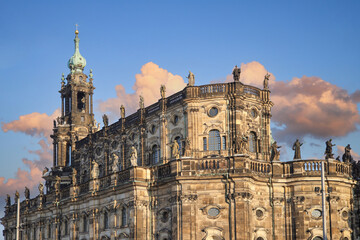 Close up from the Dresden Cathedral (Trinity Church) in dusk
